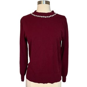 Liz Claiborne Burgundy Crew Neck Sweater